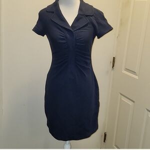 Searle strechy athleisure mini dress gathering buttons